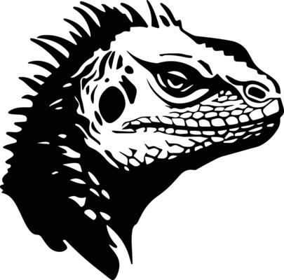 heavenly Black silhouette of tuatara head