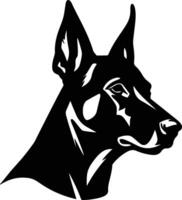 endearing Black silhouette of Doberman pinscher head vector
