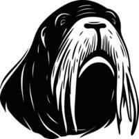 charming Black silhouette of walrus head vector