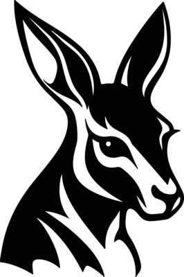 adorable Black silhouette of kangaroo head