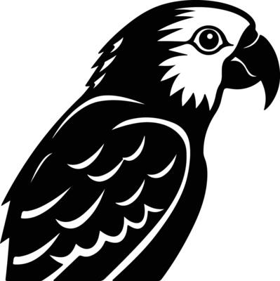 Black silhouette of parakeet head