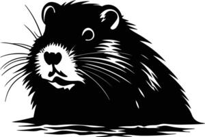 graceful Black silhouette of muskrat head vector