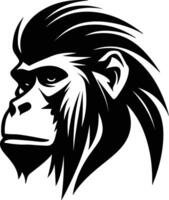 adorable Black silhouette of mandrill head vector