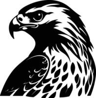 captivating Black silhouette of red-tailed hawk head vector