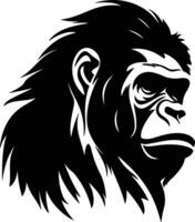 cuddly Black silhouette of orangutan head vector