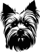 enchanting Black silhouette of Yorkshire terrier head vector