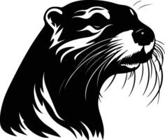 charming Black silhouette of otter sea head vector