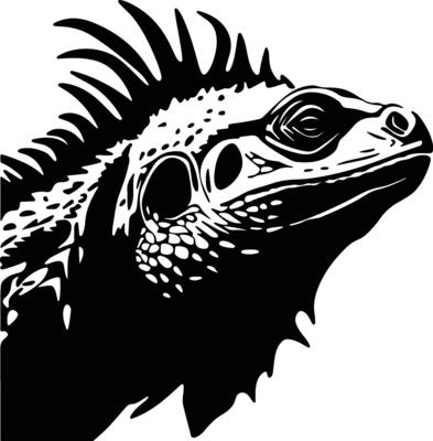 enchanting Black silhouette of tuatara head