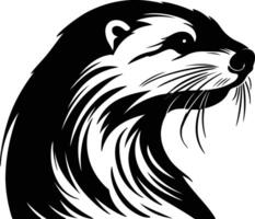 charming Black silhouette of otter river head vector