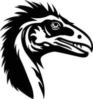 radiant Black silhouette of Oviraptor head vector