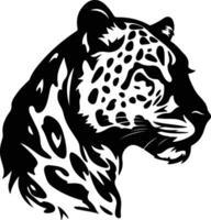 charming Black silhouette of snow leopard head vector