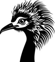 cuddly Black silhouette of common rhea head vector
