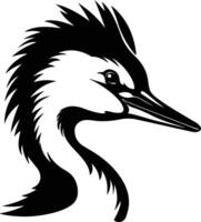 angelic Black silhouette of merganser head vector