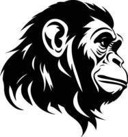 Black silhouette of macaque head vector