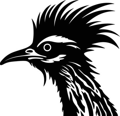 Black silhouette of roadrunner head