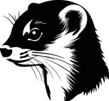 Black silhouette of mustelids head vector