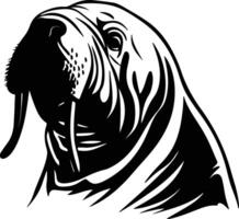 angelic Black silhouette of walrus head vector