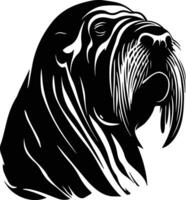 adorable Black silhouette of walrus head vector