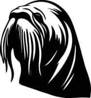 radiant Black silhouette of walrus head vector