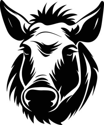 cuddly Black silhouette of warthog head