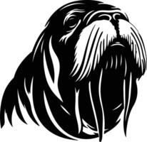 cuddly Black silhouette of walrus head vector