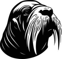 graceful Black silhouette of walrus head vector
