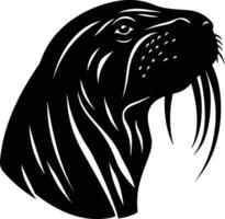 winsome Black silhouette of walrus head vector