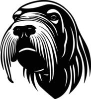 captivating Black silhouette of walrus head vector