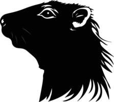 cuddly Black silhouette of capybera head vector