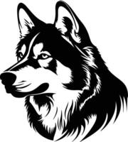 adorable Black silhouette of husky head vector