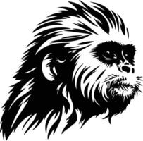 winsome Black silhouette of marmoset head vector