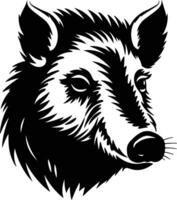 charming Black silhouette of collared peccary head vector