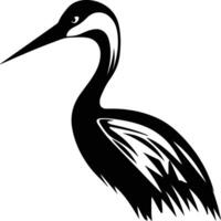 charming Black silhouette of crane head vector
