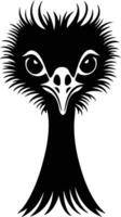 enchanting Black silhouette of common rhea head vector