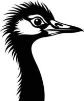 precious Black silhouette of common rhea head vector