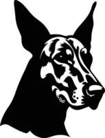 captivating Black silhouette of Doberman pinscher head vector