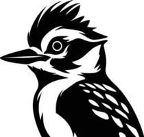 captivating Black silhouette of downy woodpecker head vector