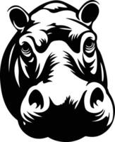 Black silhouette of hippo head vector