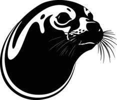 precious Black silhouette of harp seal head vector