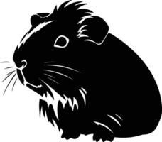 captivating Black silhouette of guinea pig head vector