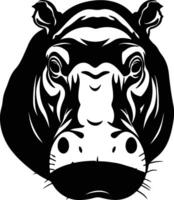 captivating Black silhouette of hippo head vector