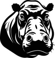 graceful Black silhouette of hippopotamus head vector