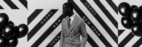 Monochrome Influencer New Year Theme Twitter Header Template