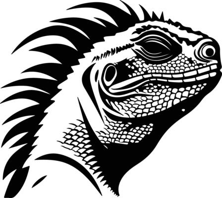 captivating Black silhouette of iguana head