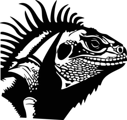 Black silhouette of iguana head
