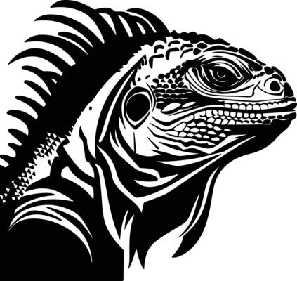 lovely Black silhouette of iguana head