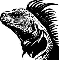 enchanting Black silhouette of iguana head vector