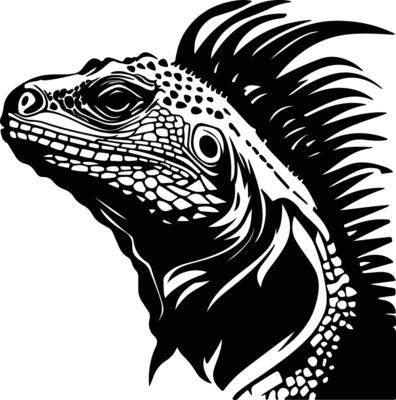 enchanting Black silhouette of iguana head