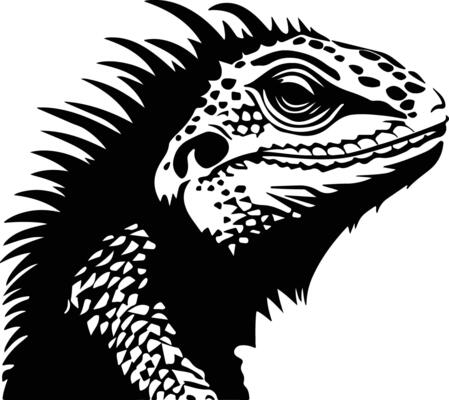 cuddly Black silhouette of spiny lizard head