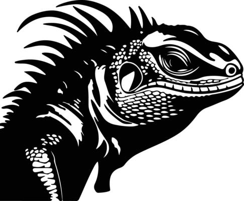 precious Black silhouette of iguana head
